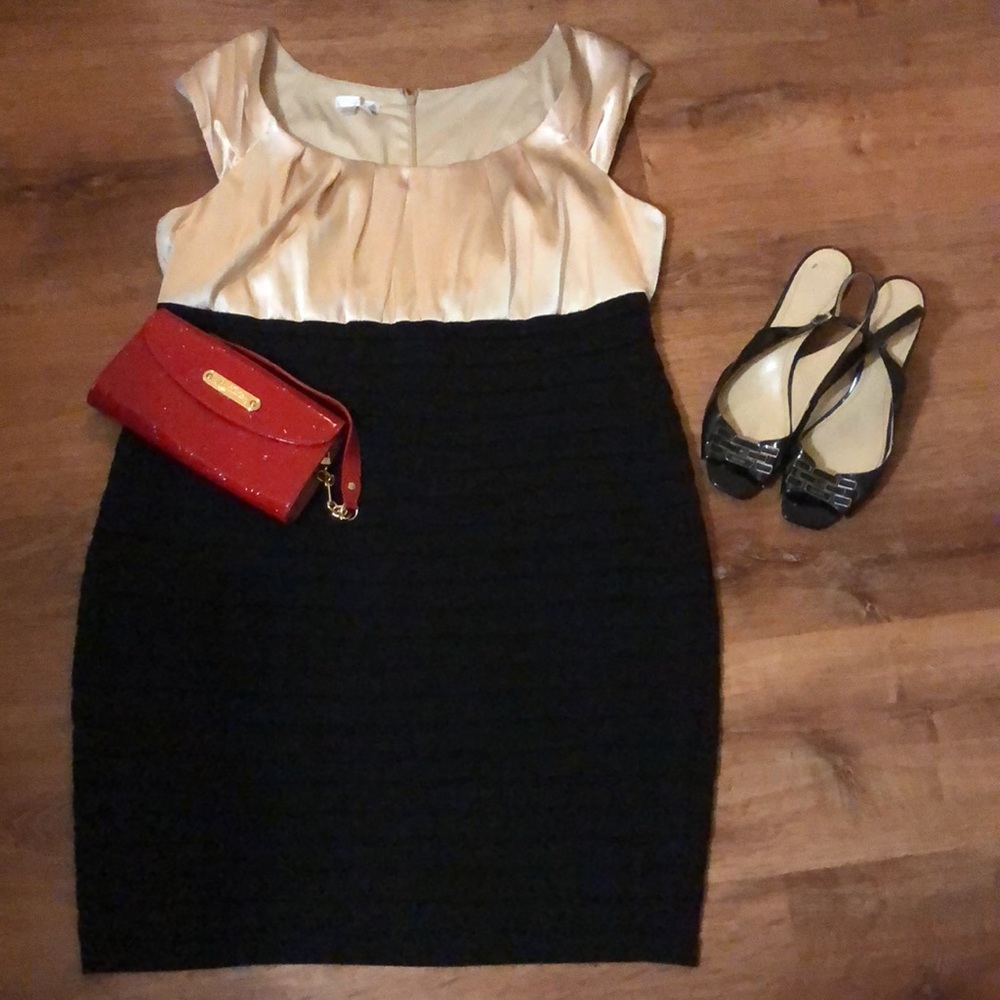 Cream and Black Cocktail Dress